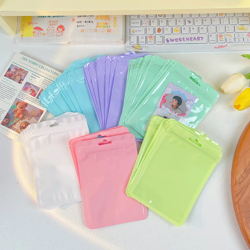 100Pcs Colorful PVC Pocket Folders for School Supplies and Organization Protective Bag Jewelry Gift Packaging Sealed Ziplock Bag