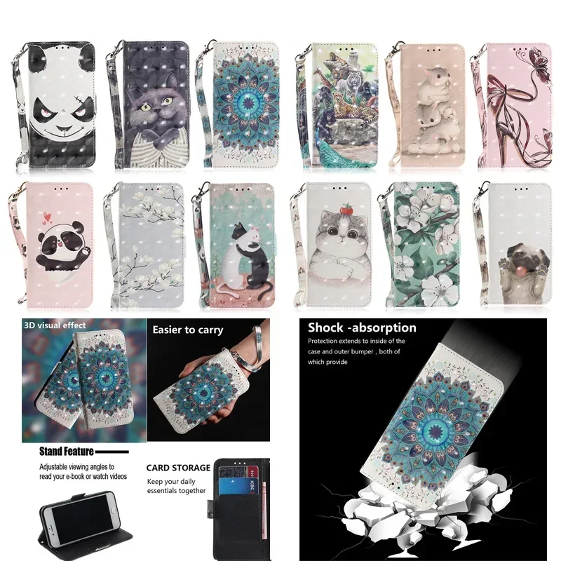 Painted Flip Leather Magnetic Case For iPhone 15 Pro Max 14 Plus 13 Pro 12 Pro 11 Pro Max xs max Phone Cover