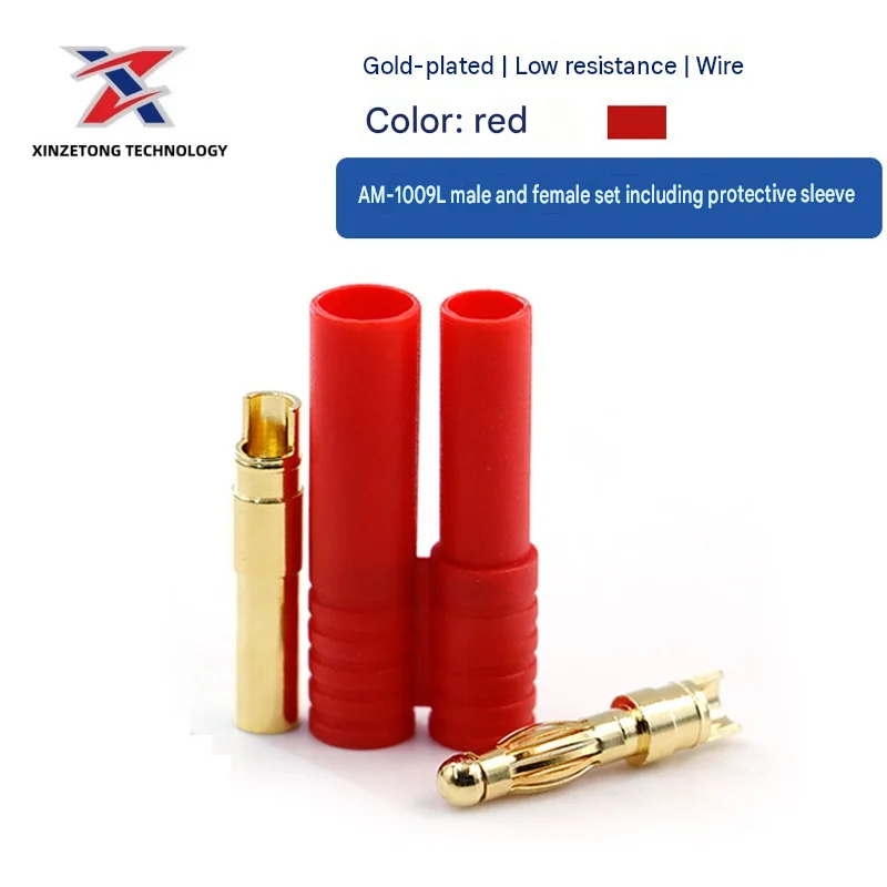 Amass AM-1009L Genuine 4mm Banana Plug (Gold-Plated, OD 4.2mm, Nylon Housing) – RC Model Accessory