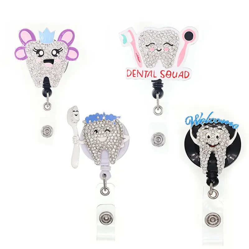 

Medical Gift for Nurse dentist dental teeth rhinestone badge reel nurse accessories