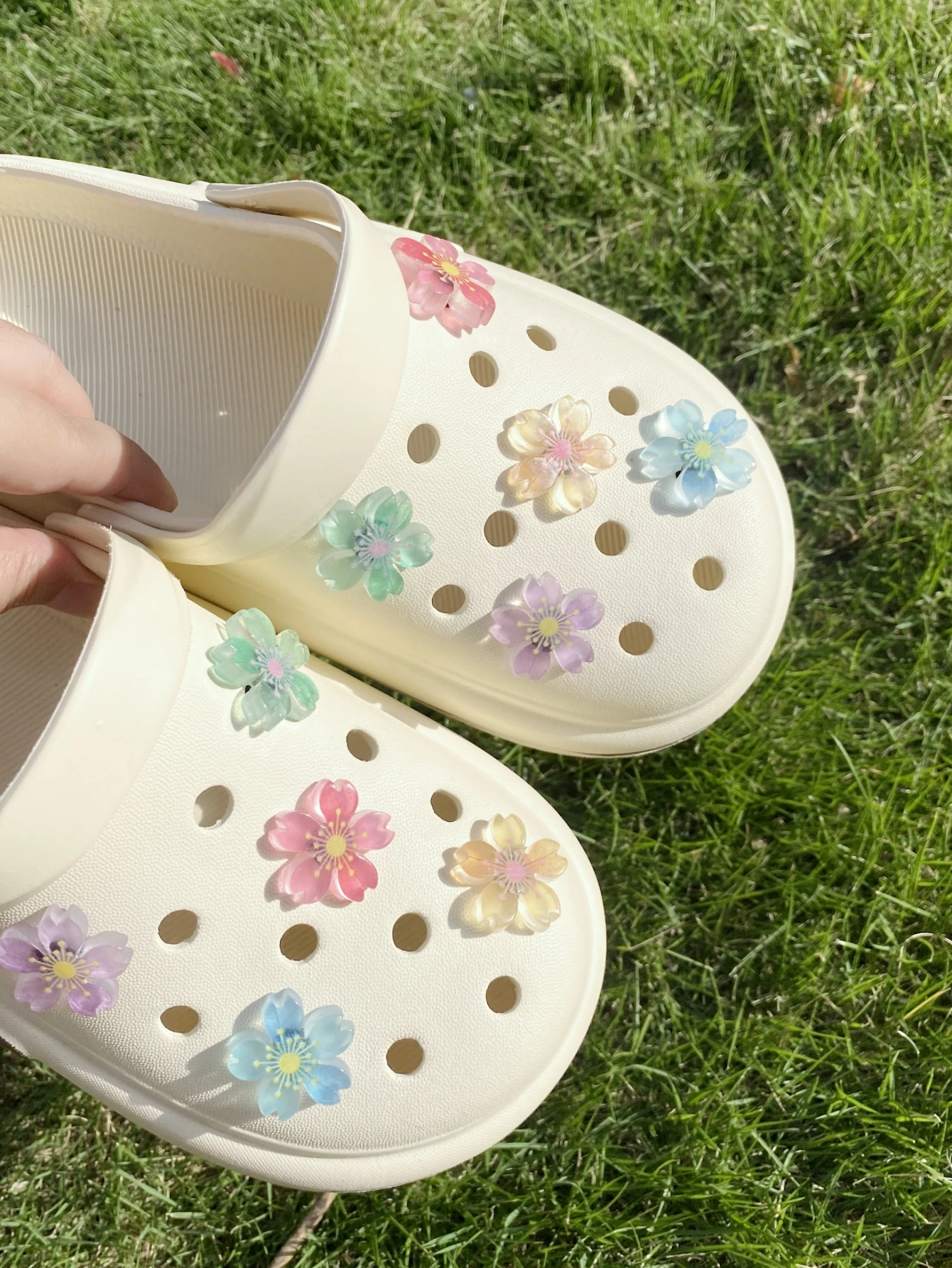 أحذية على شكل قلب أزهار الكرز وقباقيب زهور قابلة للفصل ، تتوهج في الظلام ، إكسسوارات زينة للفتيات ، 10: