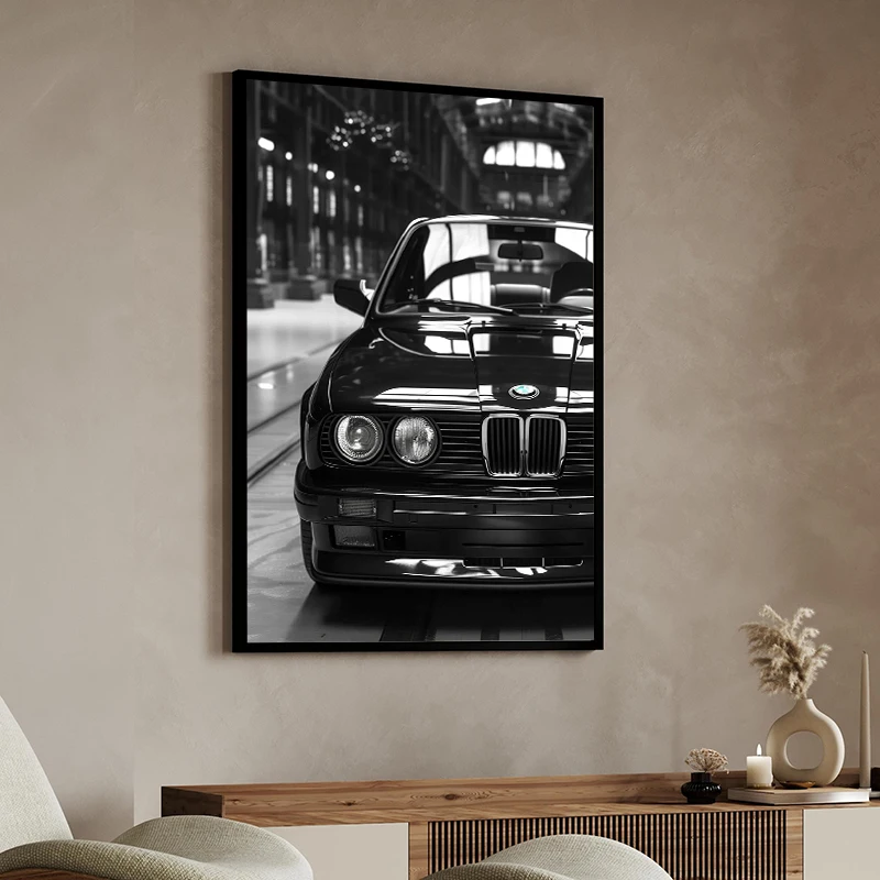 Simple Black and White Luxury Sport Car E30 Poster Canvas Painting Print Home Living Room Bar Restaurant Home Decoration