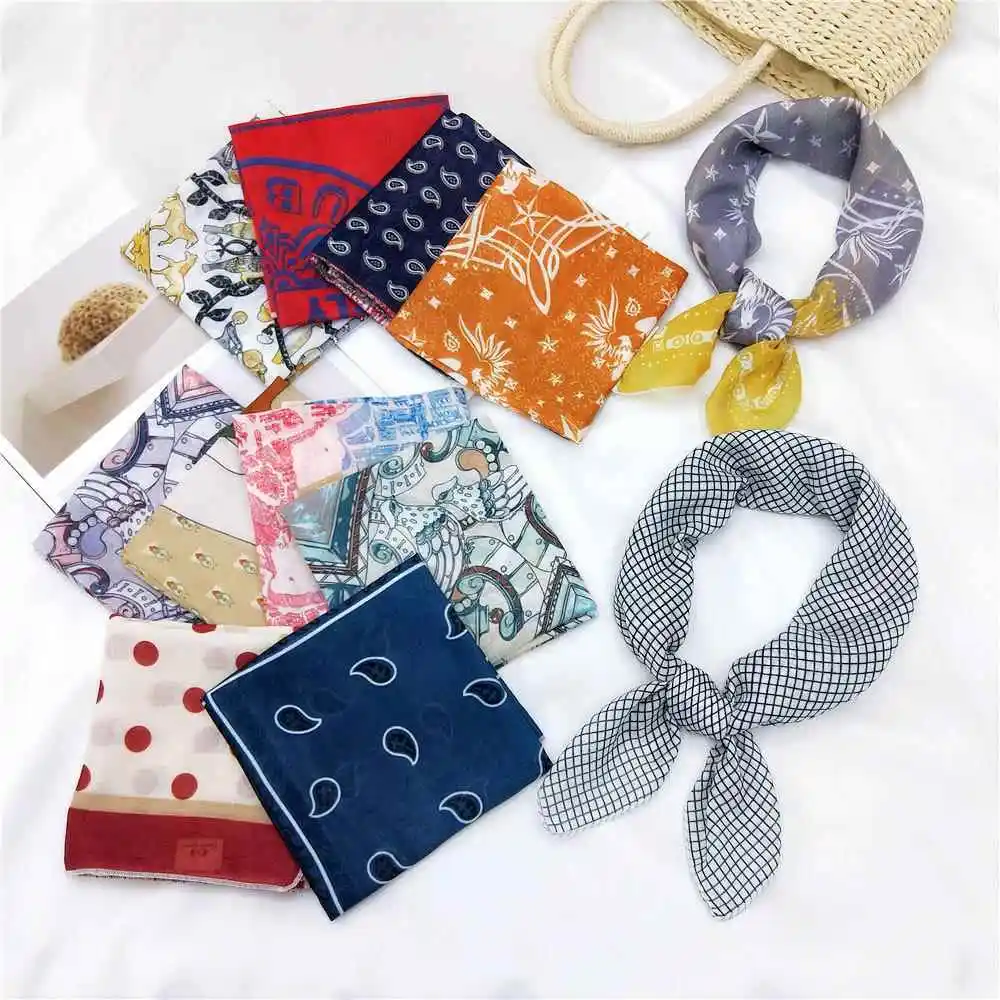 

Spring Autumn Thin Cotton Linen Scarf Small Tie for Women Fashion Decorative Versatile Head Wrap Men's Hairband Yangjing Brand