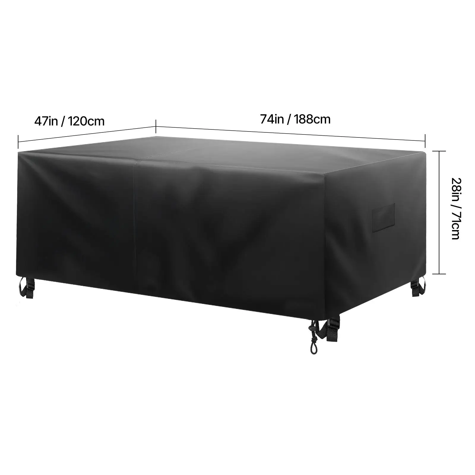 Patio Furniture Cover, 420D Heavy Duty Waterproof Outdoor Dining Table and Chairs Cover, Large Rectangular Patio Table Covers with Air Vent for All Weather, 74L x 47W x 28H inch, Black