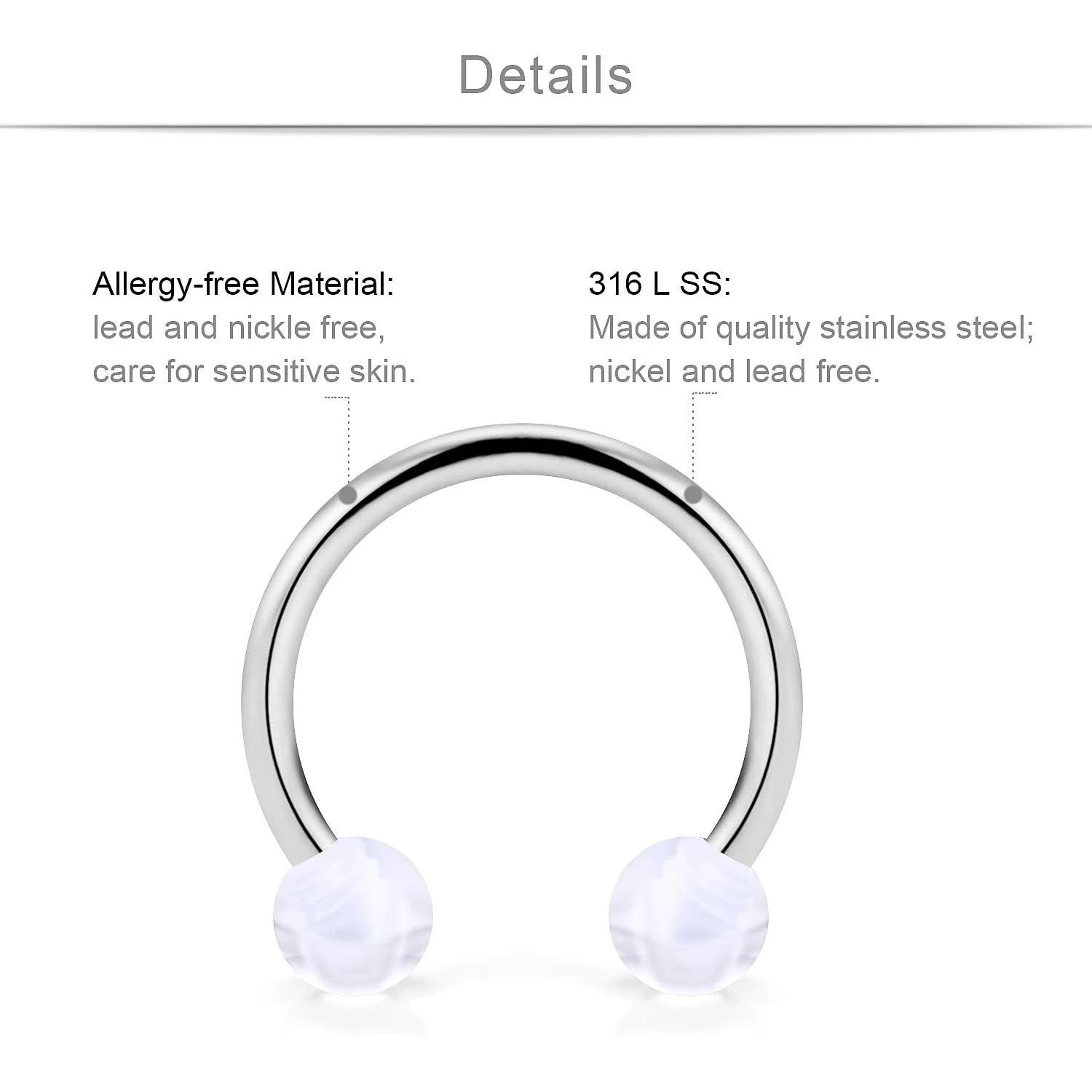 6 Pairs 16G 14G Stainless Steel Horseshoe Nipple Rings Hoop Cartilage Earrings Nipplerings Piercing Jewelry Women Men Clear CZ