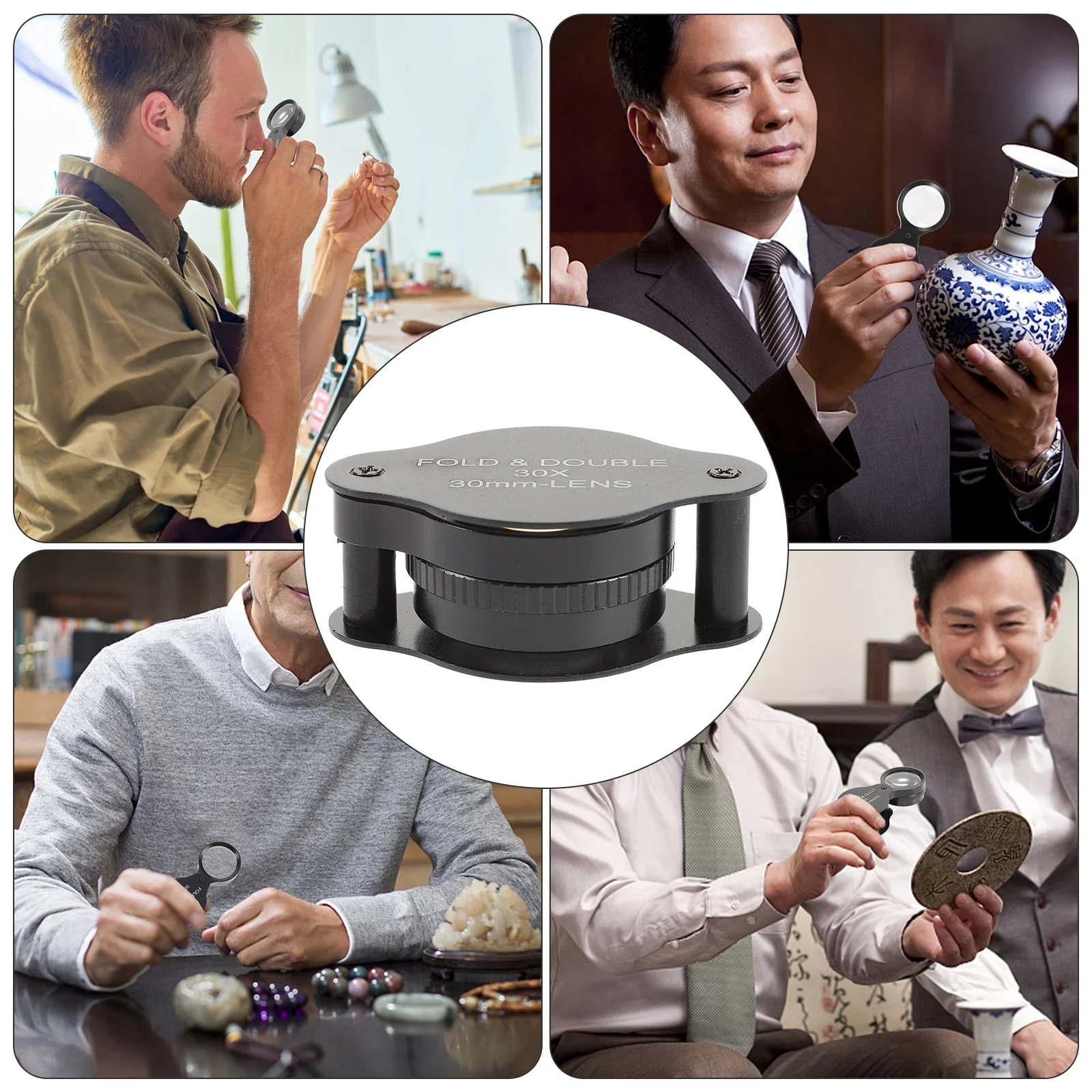 

30x Folding Magnifying Glass Portable Reading Magnifier Durable Compact Lightweight Easy Carry Anytime Anywhere