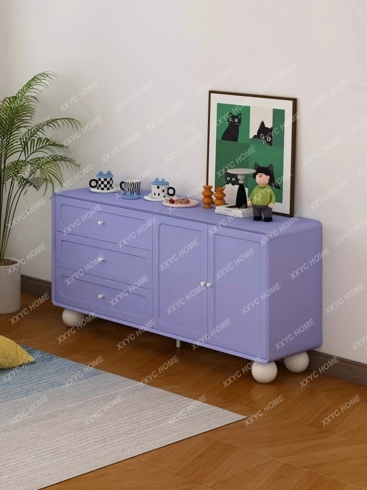 Simple tone cream wind chest storage living room against the wall with door storage large capacity paint customization