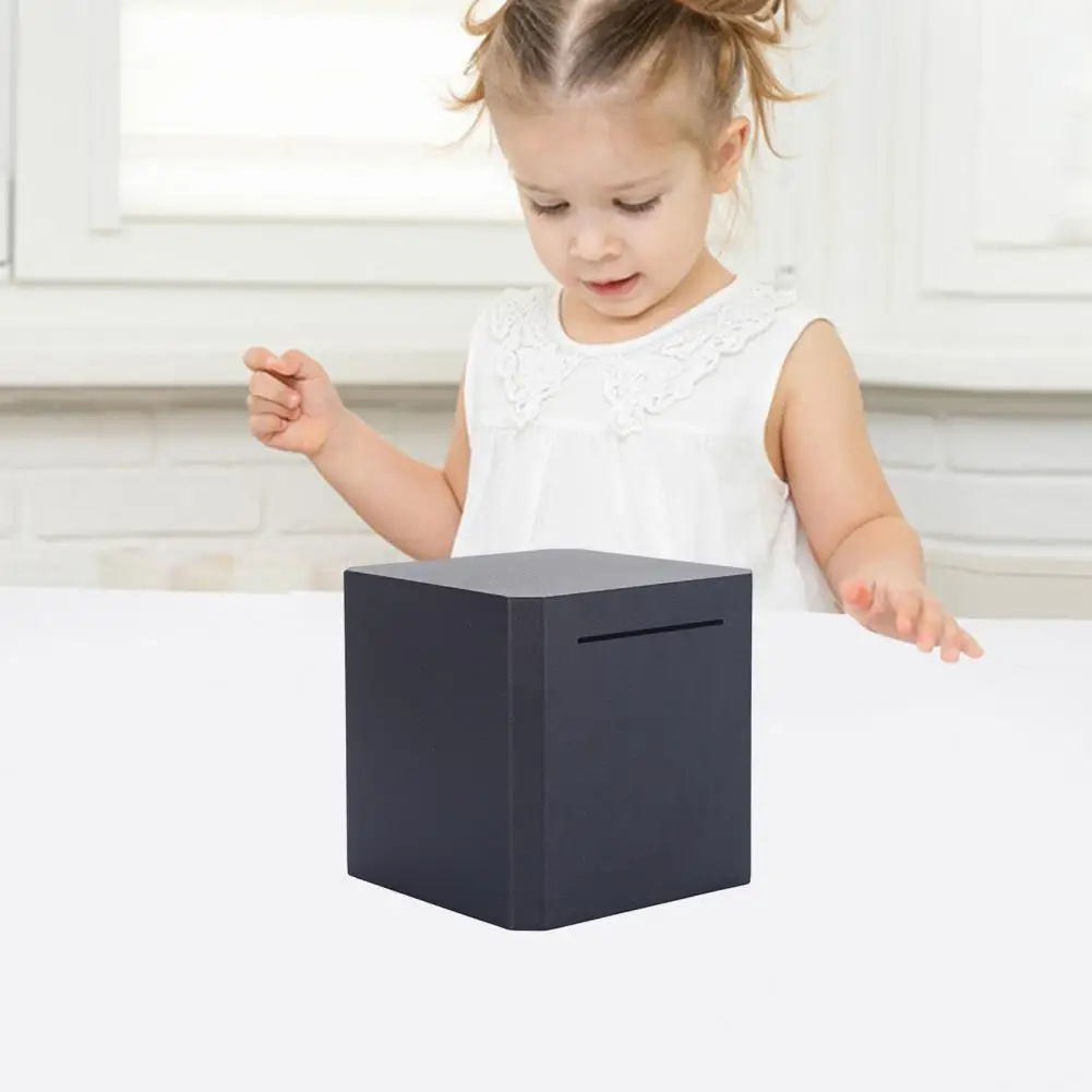 

Coin Collector Box Stainless Steel Square Piggy Bank Capacity Money Saving Jar for Adults Kids Solid Color Cube Deposit Box