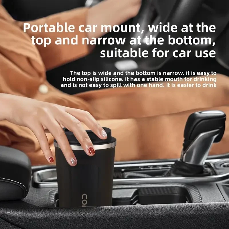 كوب سفر للقهوة، ترمس قابل لإعادة الاستخدام من الفولاذ المقاوم للصدأ مانع للتسرب، سطح غير لامع - عزل حراري يدوم طويلاً، لتذوق الشاي #3