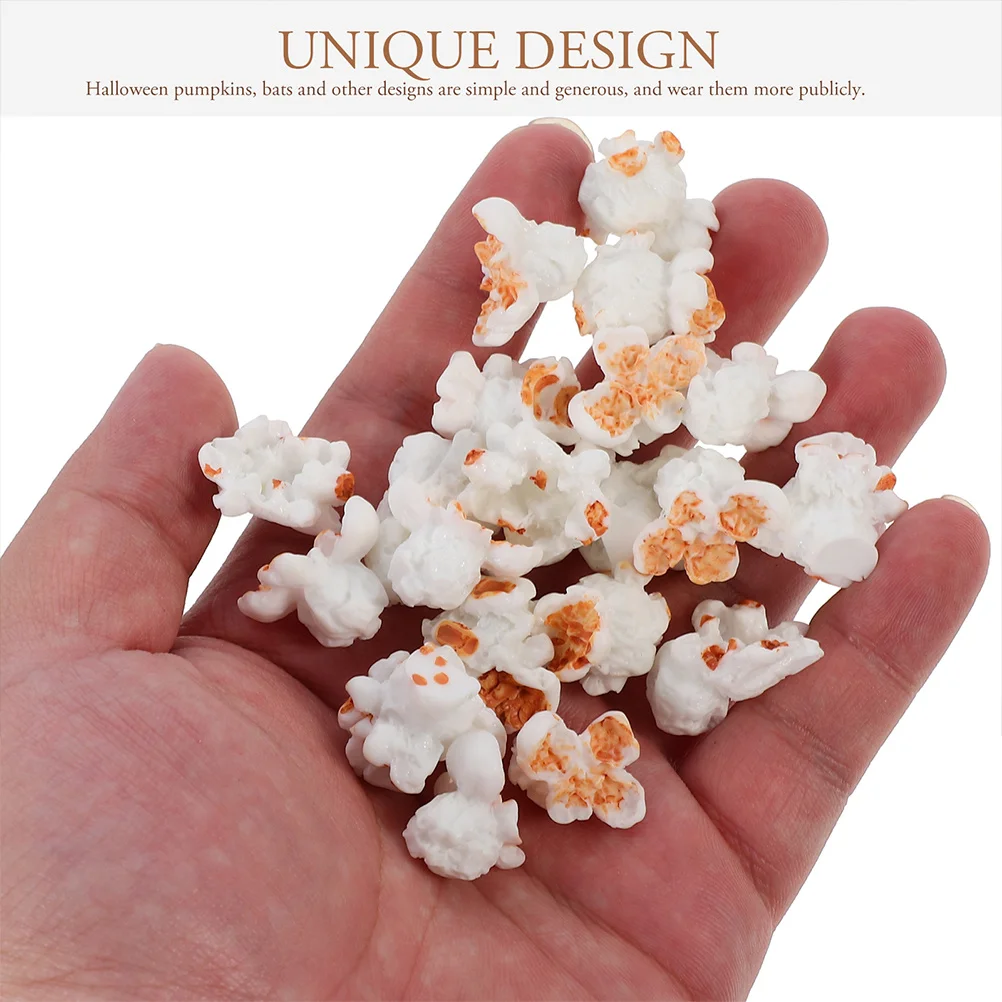 30pcs Simulation Charms Diy Craft Accessories Resin Popcorn For Jewelry Phone Case Decor Creative Popcorn Decor