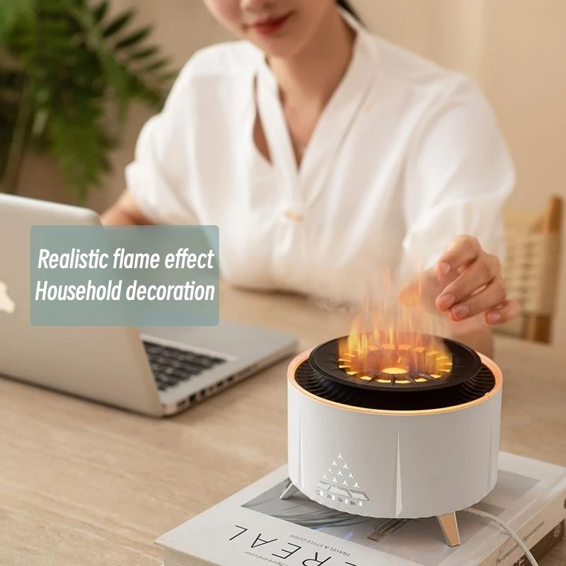 Fernbedienung ätherisches Öl Diffusor Aroma Luftbe feuchter Bluetooth Musik-Player simulieren Flamme Ultraschall Duft Diffusor