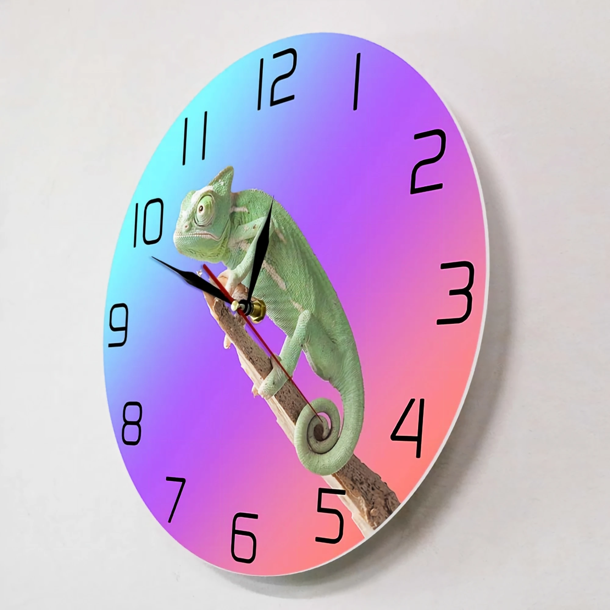 Creative Chameleon Wall Clock Colorful Lizard Silent Scan Quartz Watch Living Room Kids Bedroom Decor Reptile Lover Gift