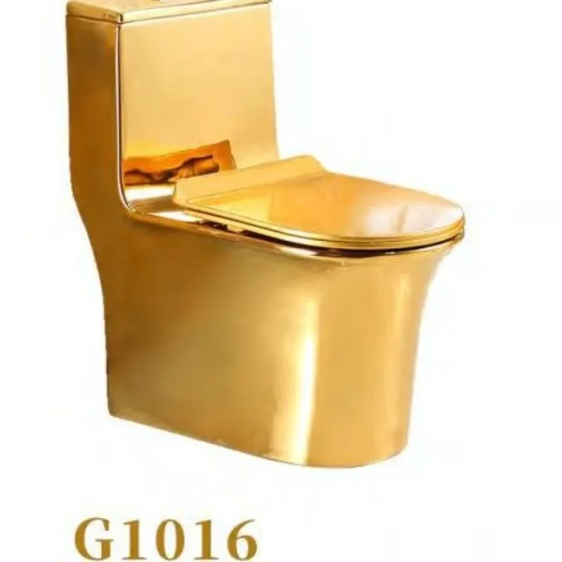 Gold toilet electroplated ceramic super swirl type, water-saving and deodorant luxury toilet, color toilet