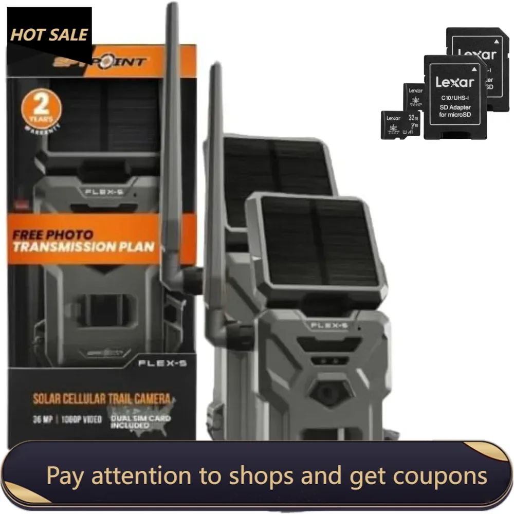 

Flex-S Solar Cellular Hunting Trail Camera (2pk), Integrated Solar Panel, On-Demand Capable, LTE Connectivity, 100-foot Flash