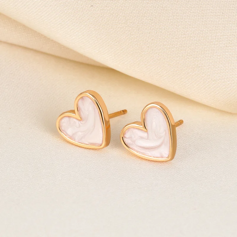 

Mother of Pearl Heart Stud Earrings, Dainty Elegant Earrings for Women, Minimalist Everyday Pearl Jewelry