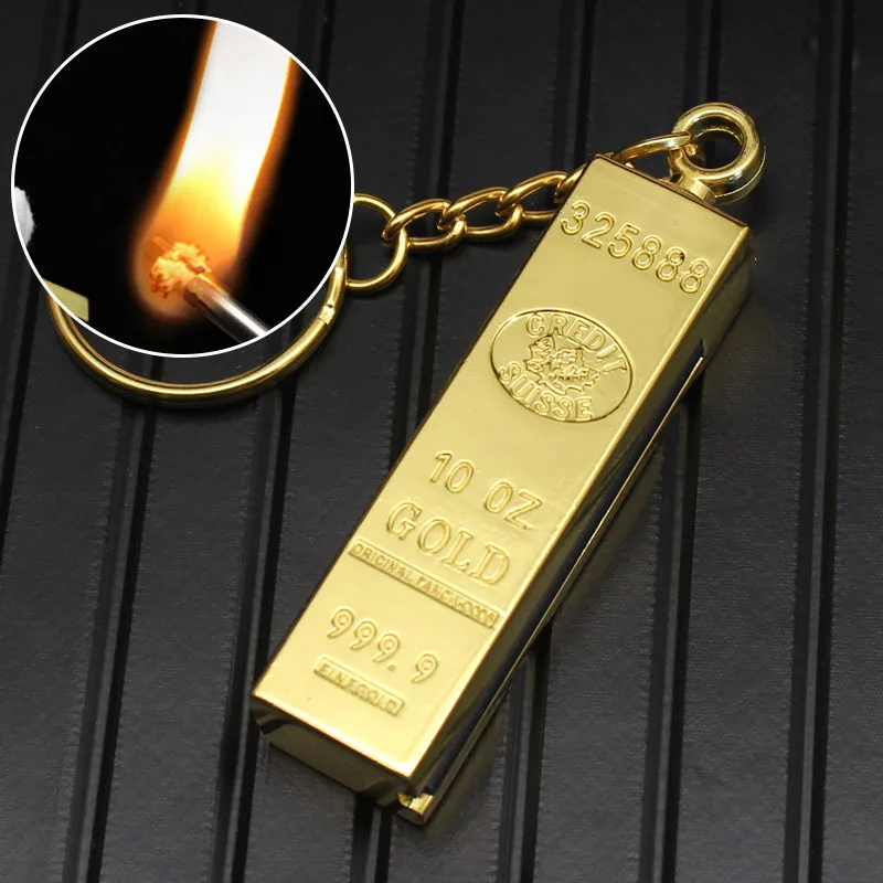 New Gold Bar 10000 Times Matches Metal Coal Oil Lighter for Smokes Windproof Open Flame Cigarette Lighters & Smoking Accessories