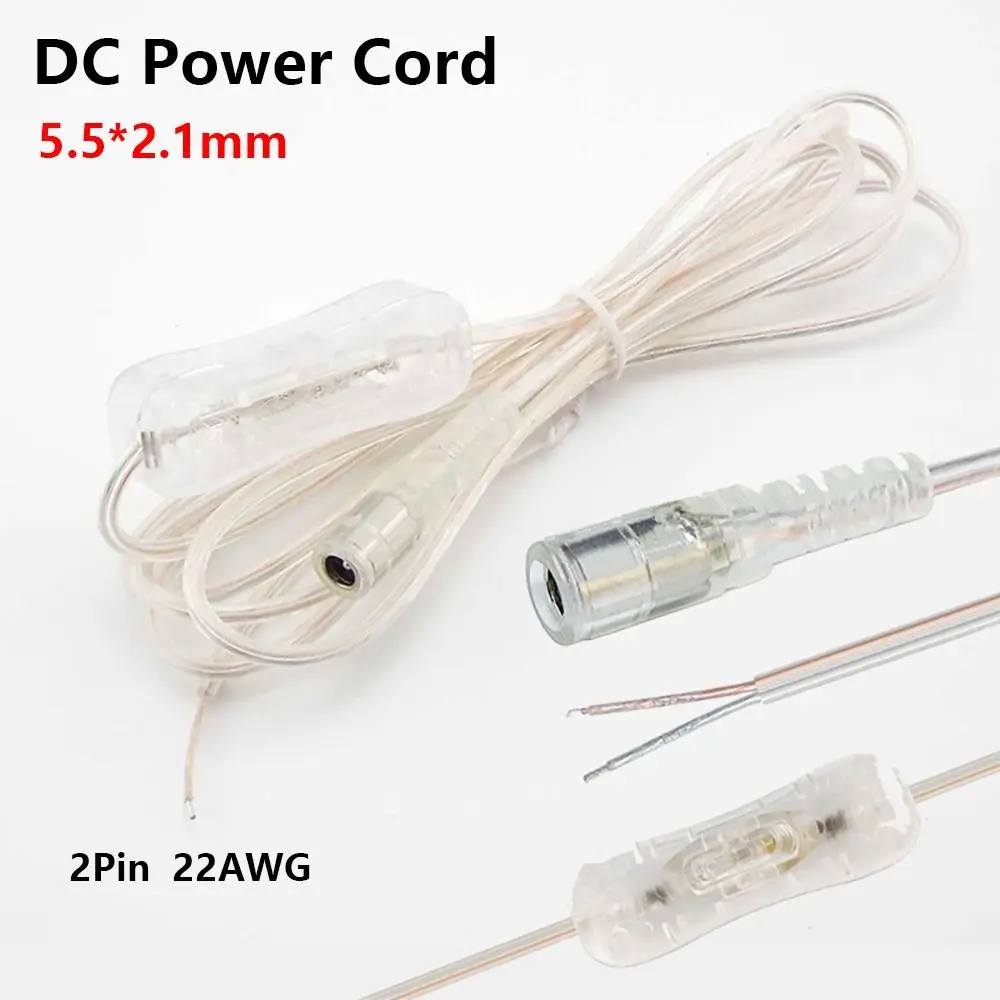 1Pcs Durable 2M DC Power Cord 22AWG 5V 12V Power Adapter Cable Transparent Male To Female Switching Cable for LED Strip Light