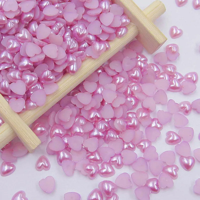 Size 6/8/10MM Heart Shape Flat Back Pearls Half Round Beads For Art Scrapbooking Decoration DIY Jewelry Making