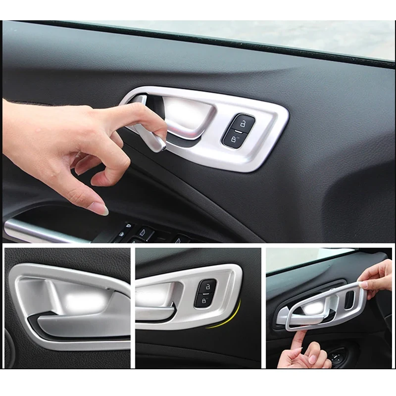 

For Ford Escape Kuga 2013/14/15/16/17/18 ABS Matte Interior Door Handle Catch Cover Bowl Trim Surround Frame Garnish 4pcs