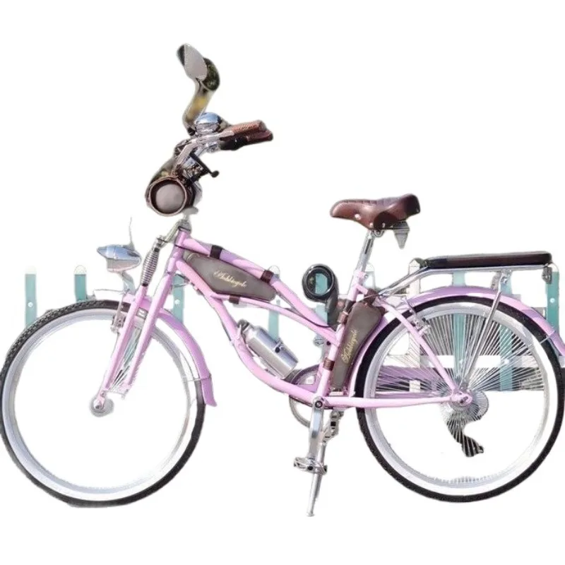 

24-Inch Ladies Pink Bike Girls Retro Transmission Bike Classic Light City Commuter Bike