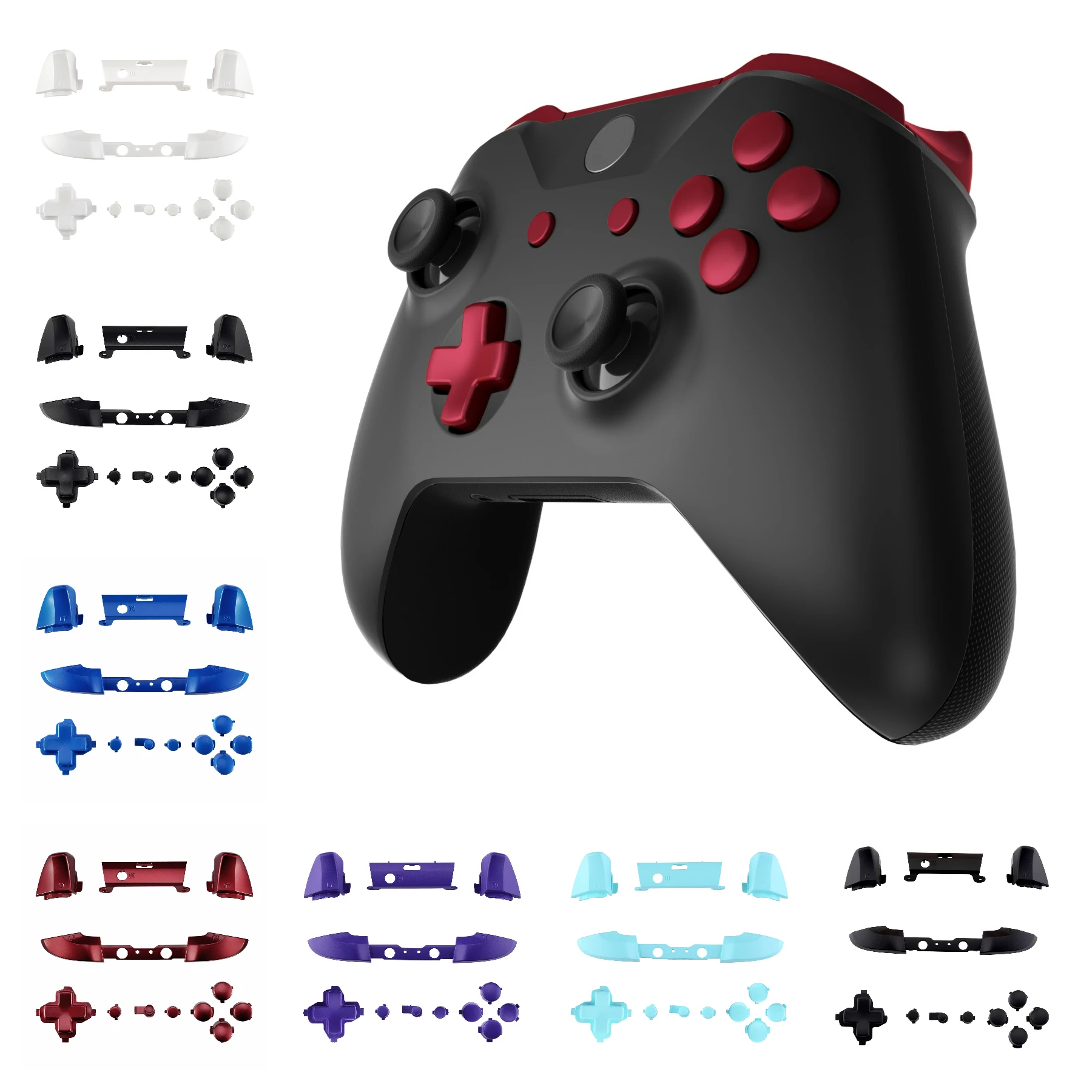 eXtremeRate Full Set Buttons for Xbox One S & One X Controller (Model 1708), Dpad ABXY Start Back Sync Buttons - Single Series