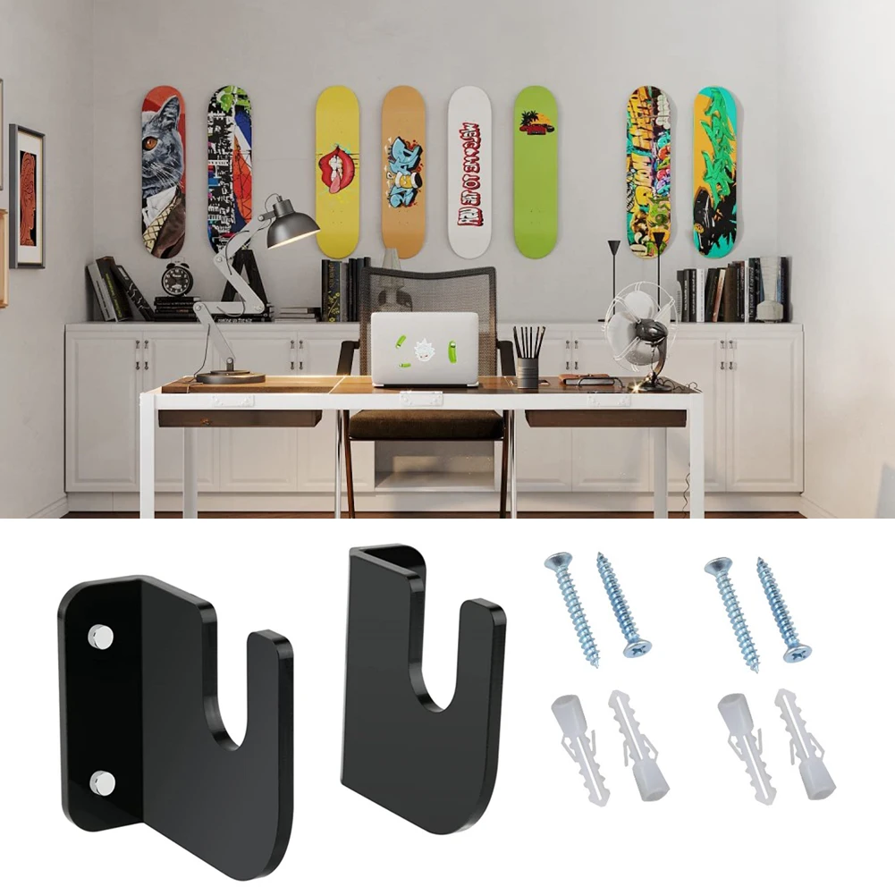 1 Pair Skateboard Wall Mount Hanger Non-slip Skateboard Display Rack Acrylic Indoor Floating Skateboard Storage Holder Rack