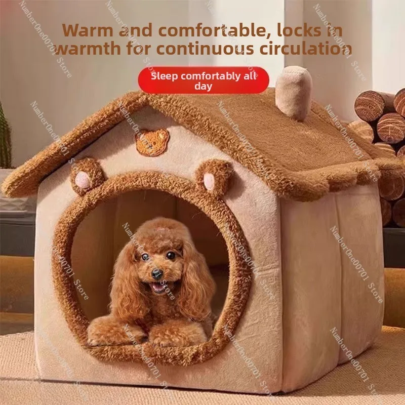 Kennel house type all-season universal small dog is warm and removable and washable in winter