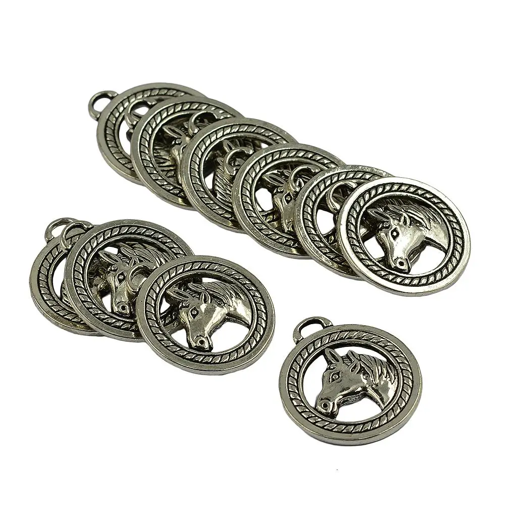 Environmental Alloy Horse Head Charms Pendant for DIY Craft Vintage Tibetan Silver Jewelry Accessories