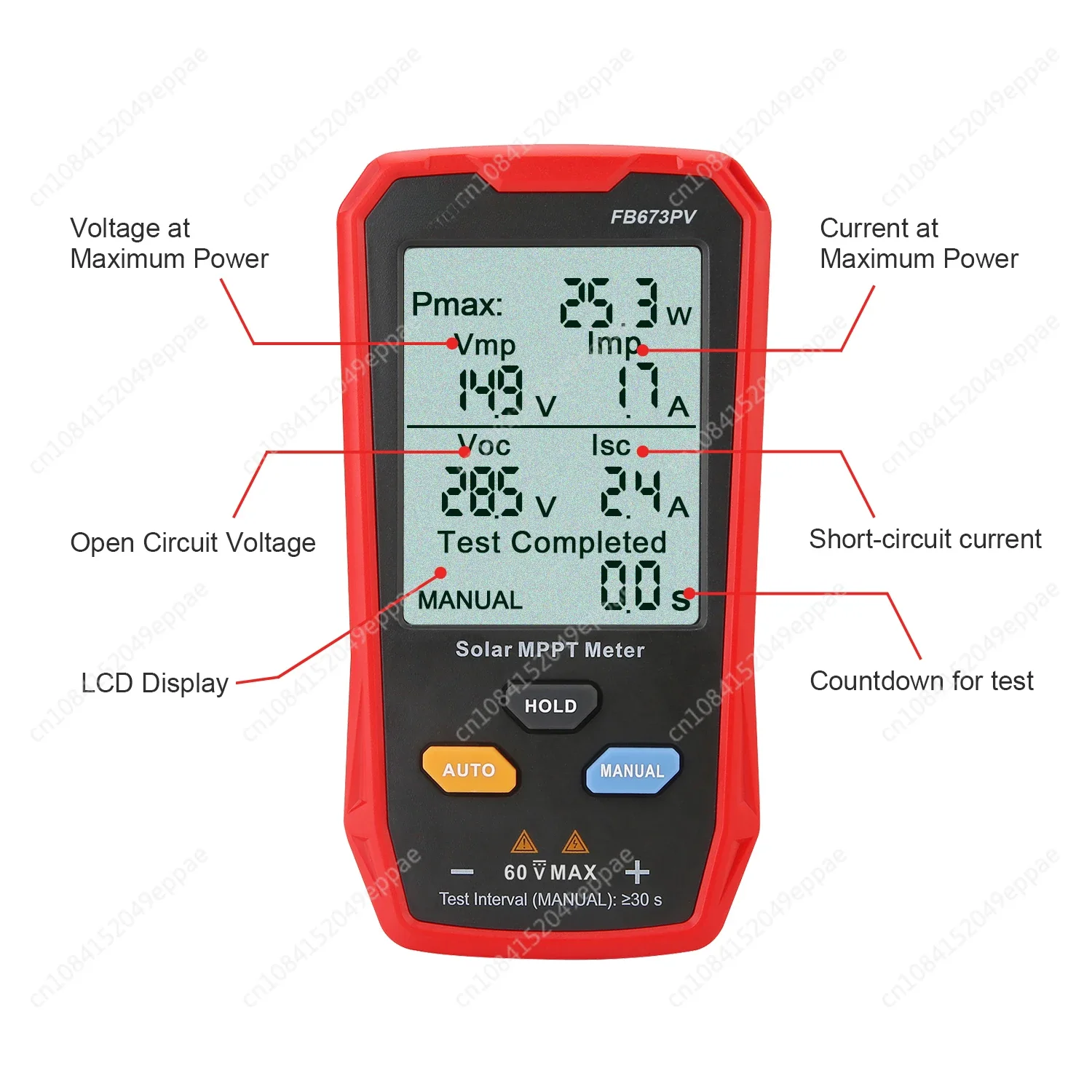 New FB673PV 800w LCD MPPT solar panel pv tester energy meter Smart Current Voltage Tester Digital meter solar power tester