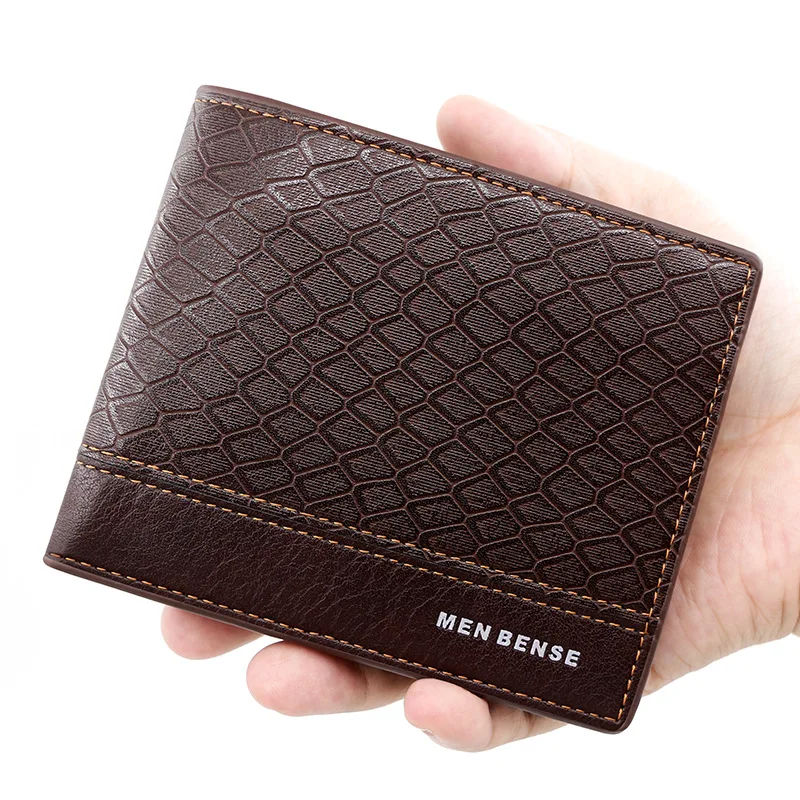 

Men's short wallet PU leather business embossed snake fashion two fold zero wallet large capacity multi slot men's wallet