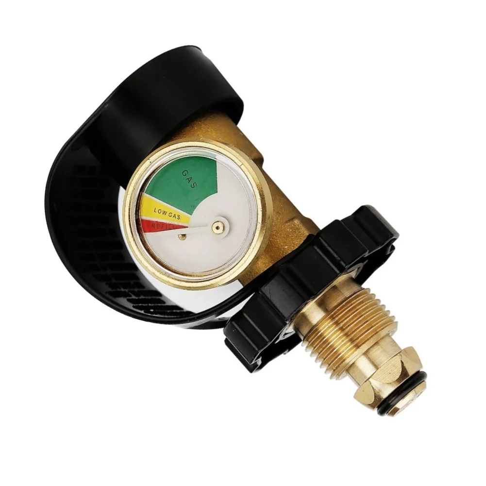 For POL to For QCC1 Adapter for 100 lb Propane Tank Brass and Stainless Steel Construction Fluorescent Level Indicator