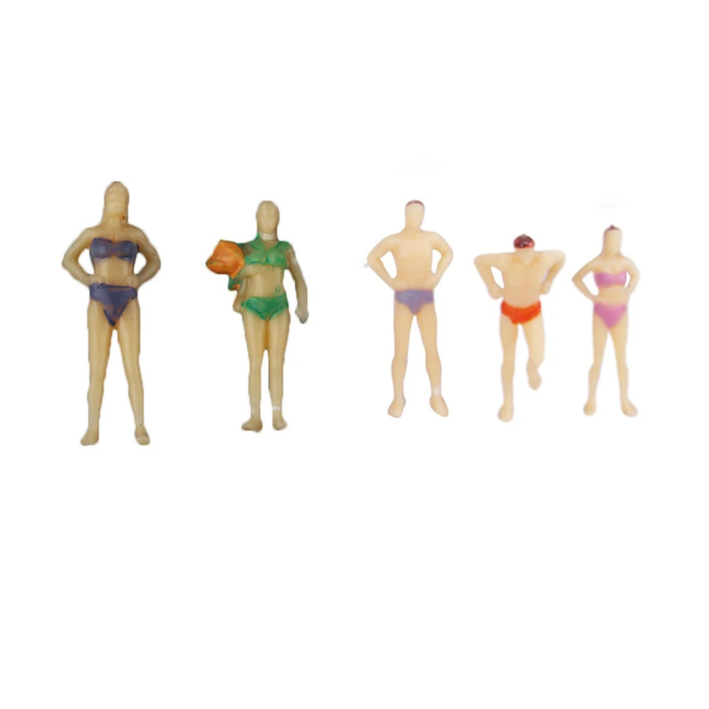 Modelo de 20 piezas de personas de playa, 1,0 pulgadas/2,6 cm, diferentes Poses, escala 1:75, modelo masculino y femenino en miniatura, figuras de