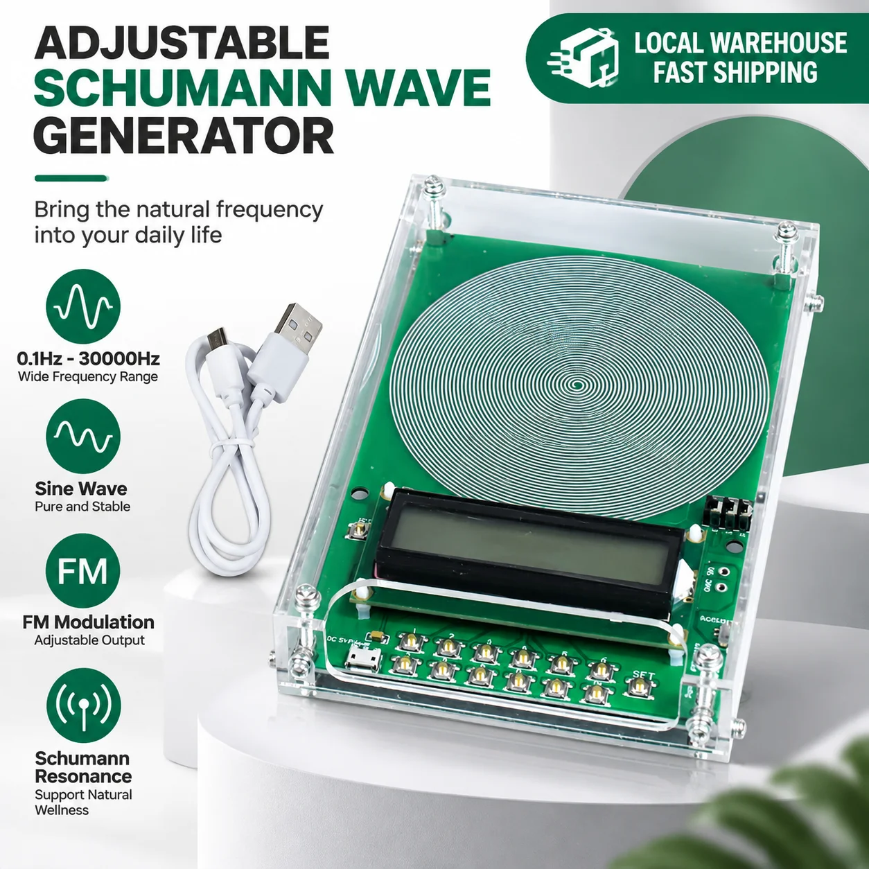 Adjustable Schumann Wave Generator, 0.1Hz-30000Hz, Sine Wave, FM, Schumann Resonance.