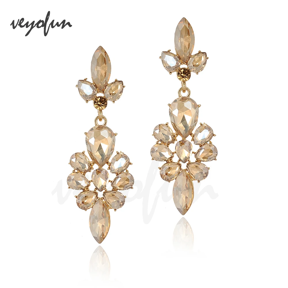 Veyofun Classic Lady Crystal Drop Earrings Elegant Trendy Party Dangle Fashion Jewelry for Women Gift Wholesale