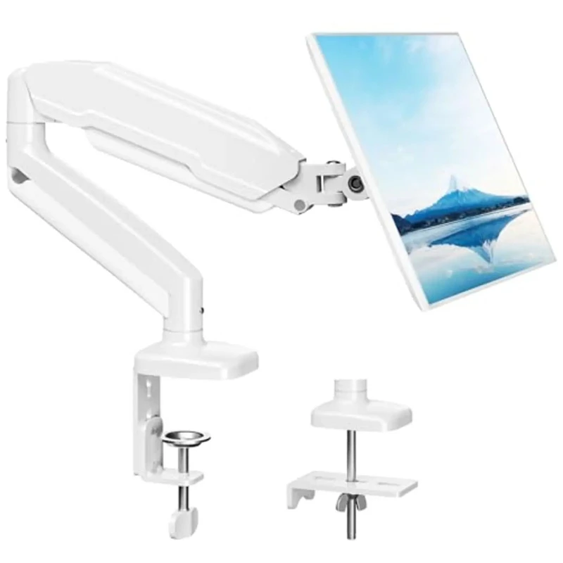 

Adjustable Single Desk Mount – Removable VESA Plate, Gas Spring Stand for Office & Home, Fits 75/100mm