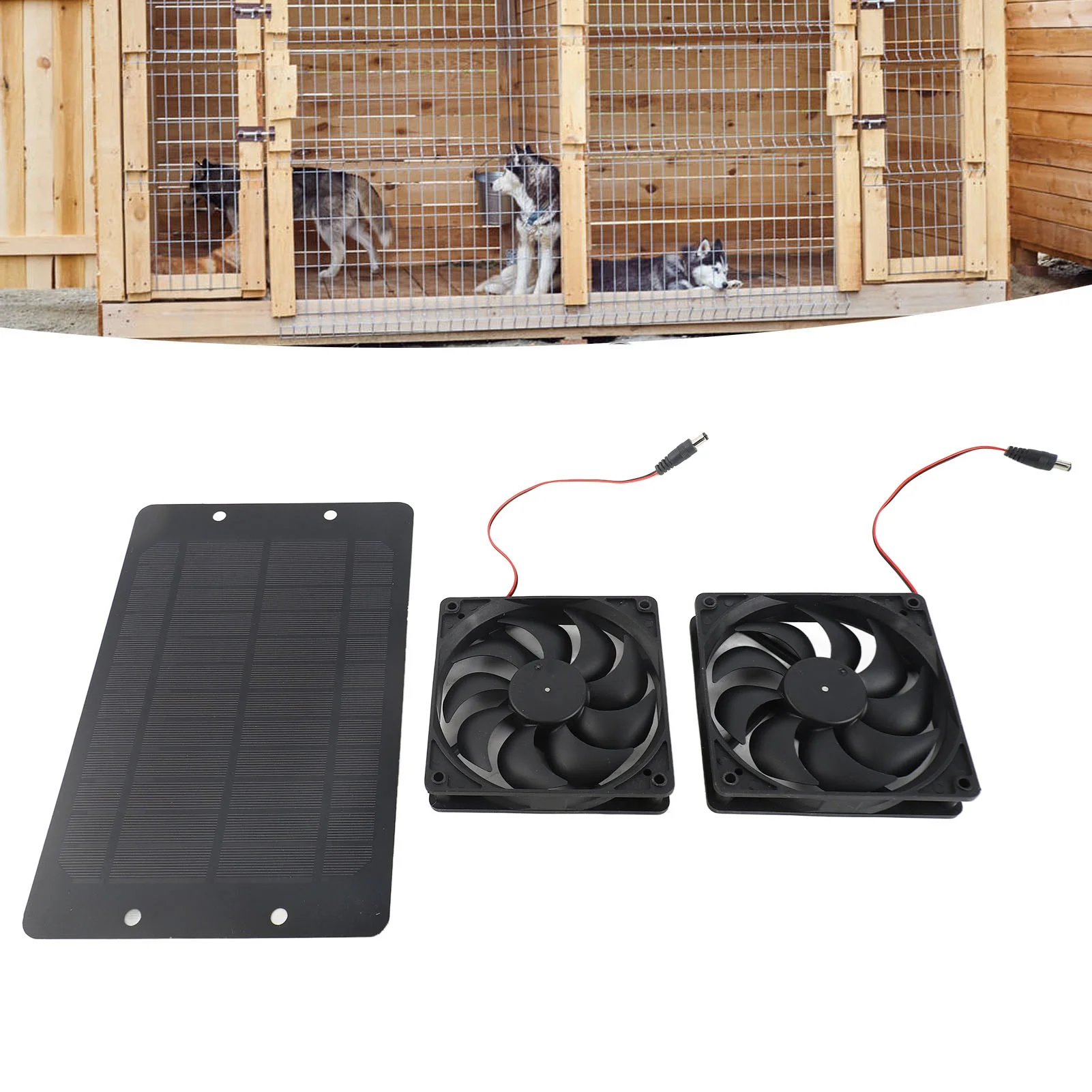 20W Solar Powered Dual Fan 12V Efficient Energy Saving Solar Panel Fan Kit with  for RV Greenhouse Pet Home 20W Solar Fan