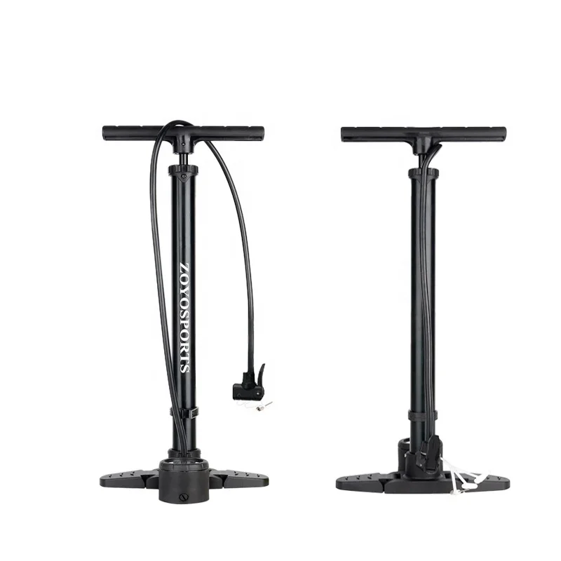 

-Portable 42CM Alloy Short Dimension Road Bike Bicycle Floor Pump 230PSI High Pressure Multi-purpose Ball Inflator With Baromete