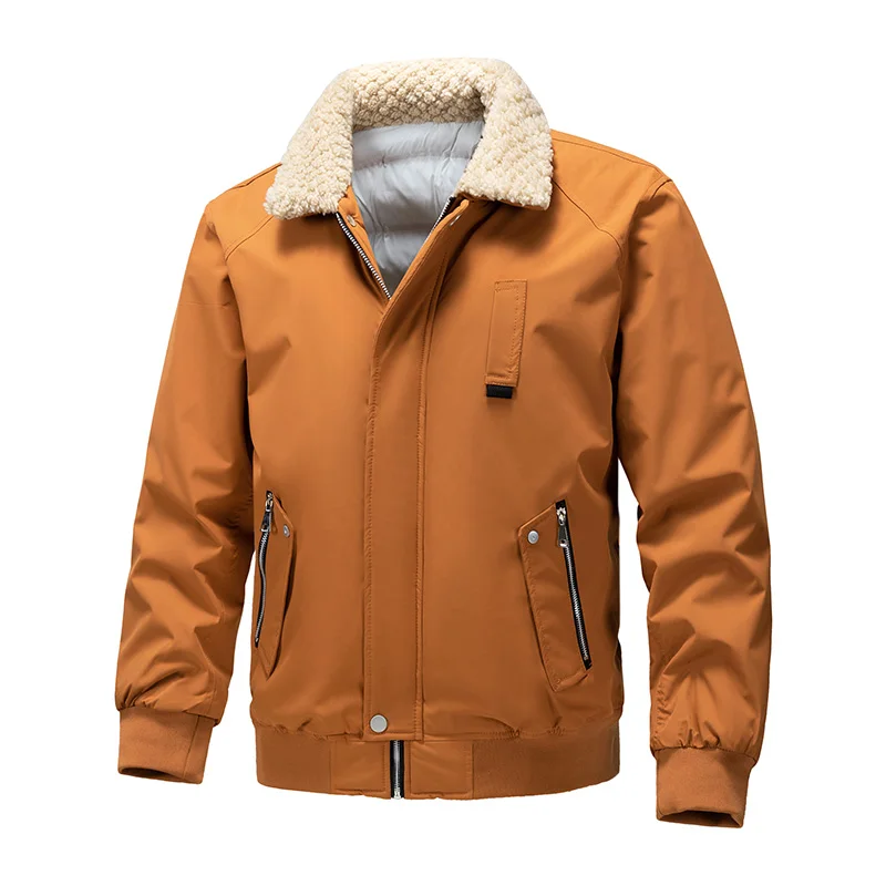 Winter Turn-down Collar Men Parkas Solid Color Casual All-match Cotton Jackets Thicken Warm Comfortable Coats Fashion New Style