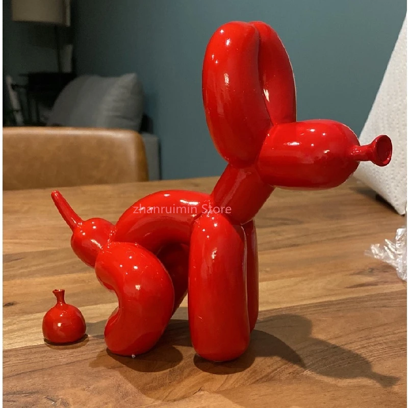 Creativo cacca palloncino cane statua decorazione della casa moderno nordico carino animale resina arte scultura artigianato Desktop decori ornamenti