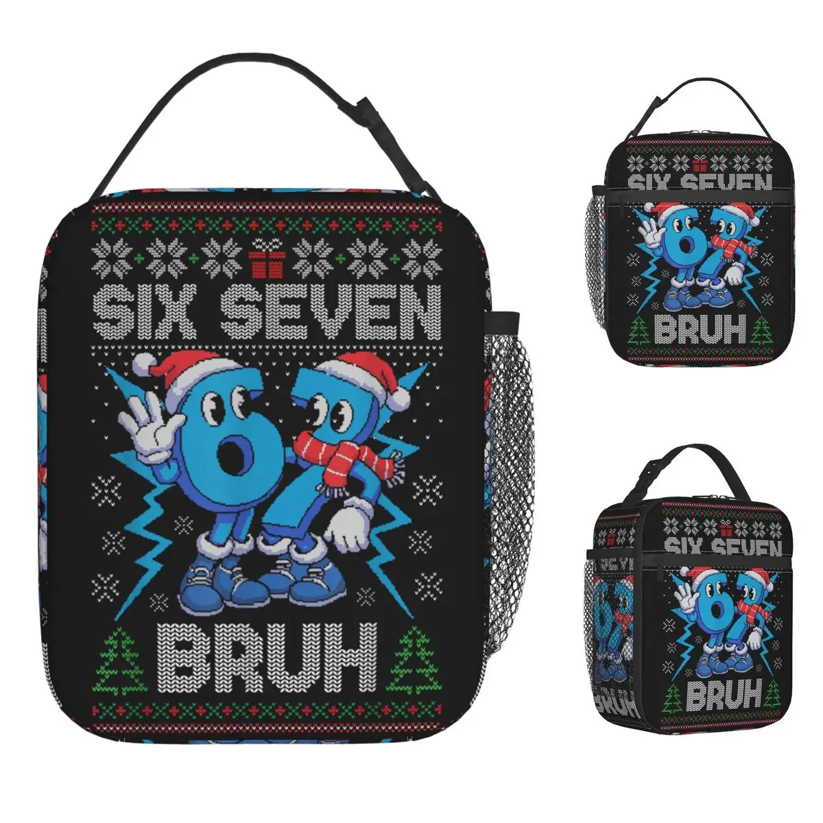 

67 Six Seven Christmas Bruh Italian Brainrot Meme Lunch Bag Kawaii Lunch Box Школьная сумка для еды для женщин Дизайнерская сумка-холодильник