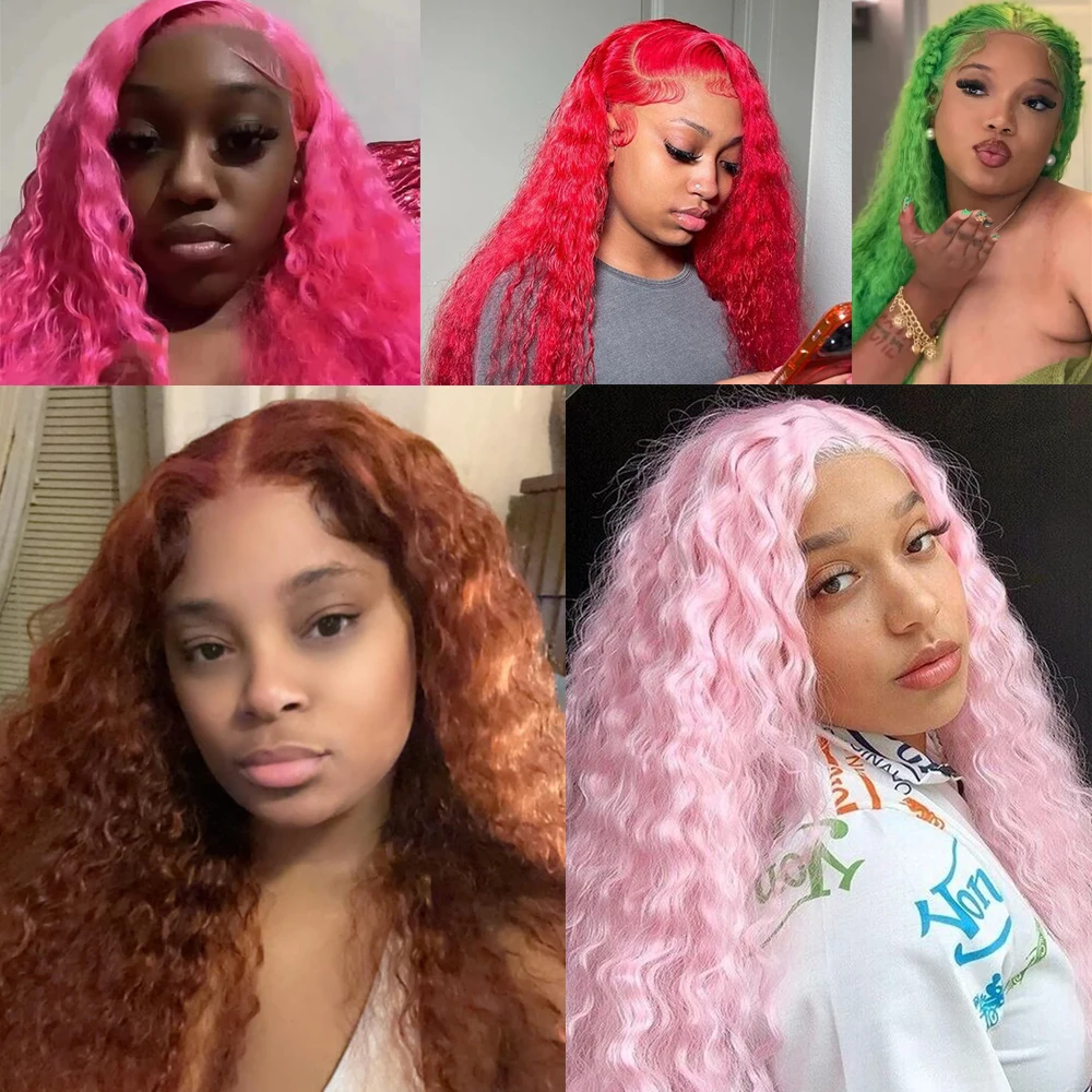 Afro Kinky Curly Wig Synthetic Lace Front Wigs For Women Long Deep Curly Light Pink Wig Blonde Wigs Orange Colored Hair Cosplay