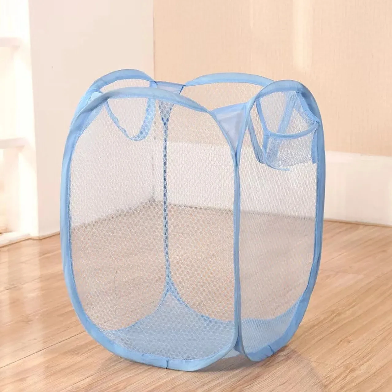 Folding Household Laundry Storage Basket Mesh Dirty Clothes Storage BasketToy Storage Bag Household Storage Bucket