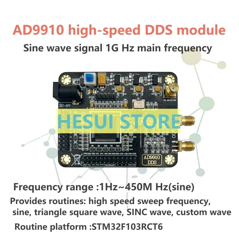 

AD9910BSVZ high-speed DDS Module,1G FS DAC sine wave signal generator,sweep frequency source development board 420MHz
