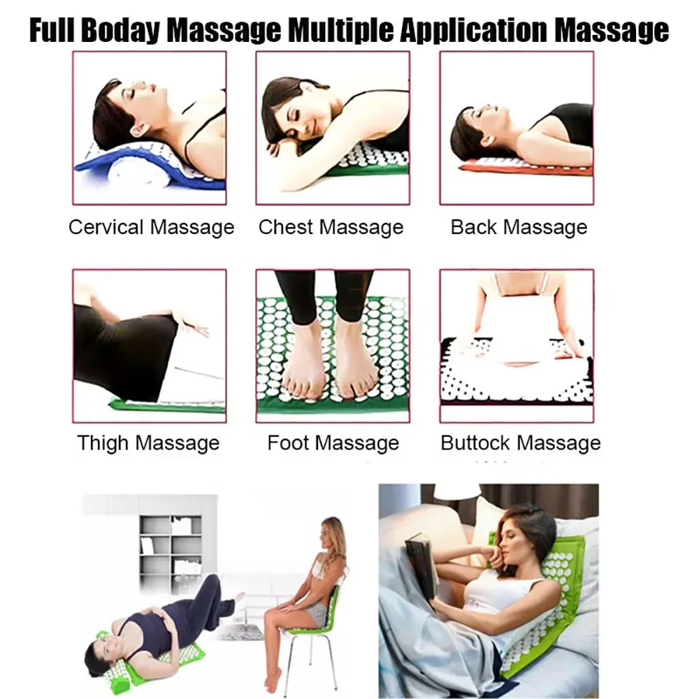 Acupressure Mat and Pillow Set for Back Pain Relief, Yoga Massage Cushion with Spikes for Stress Relaxation & Muscle Recovery - view 5