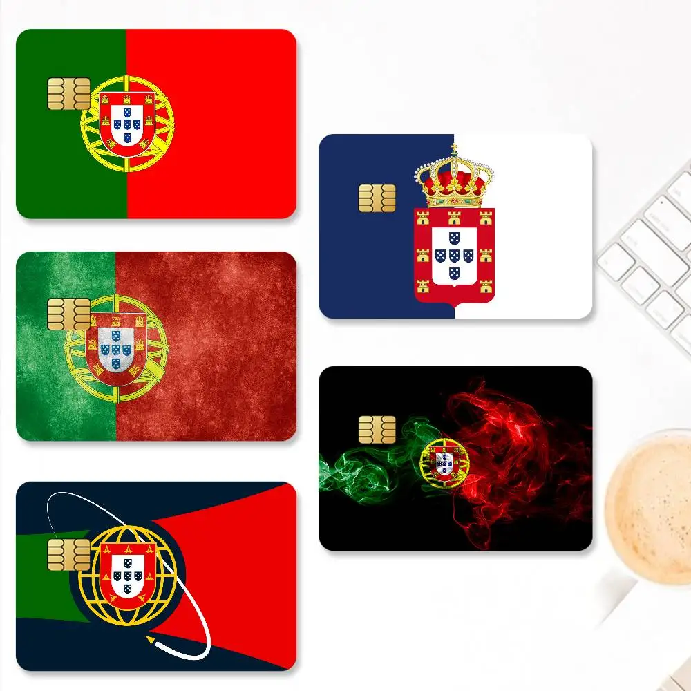 ملصقات بطاقات الائتمان العلم البرتغال لحماية ديكور الخصم البنك 4 قطع مضادة للخدش ومقاومة للماء