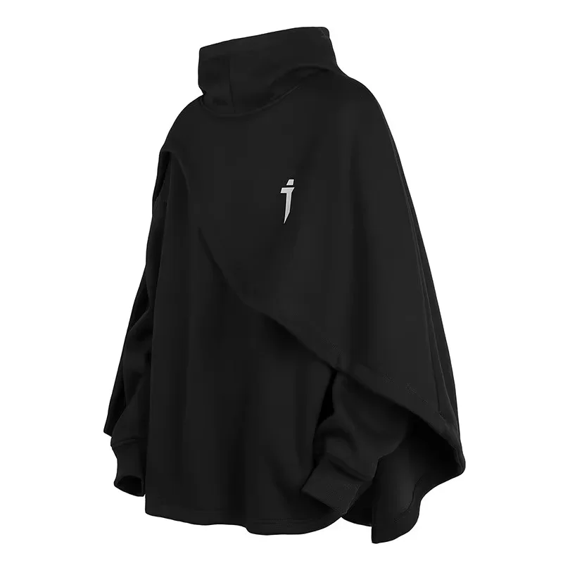 Turtleneck hoodie men's autumn feature wind thick cloak hoodie sweatshirt fake two-piece set