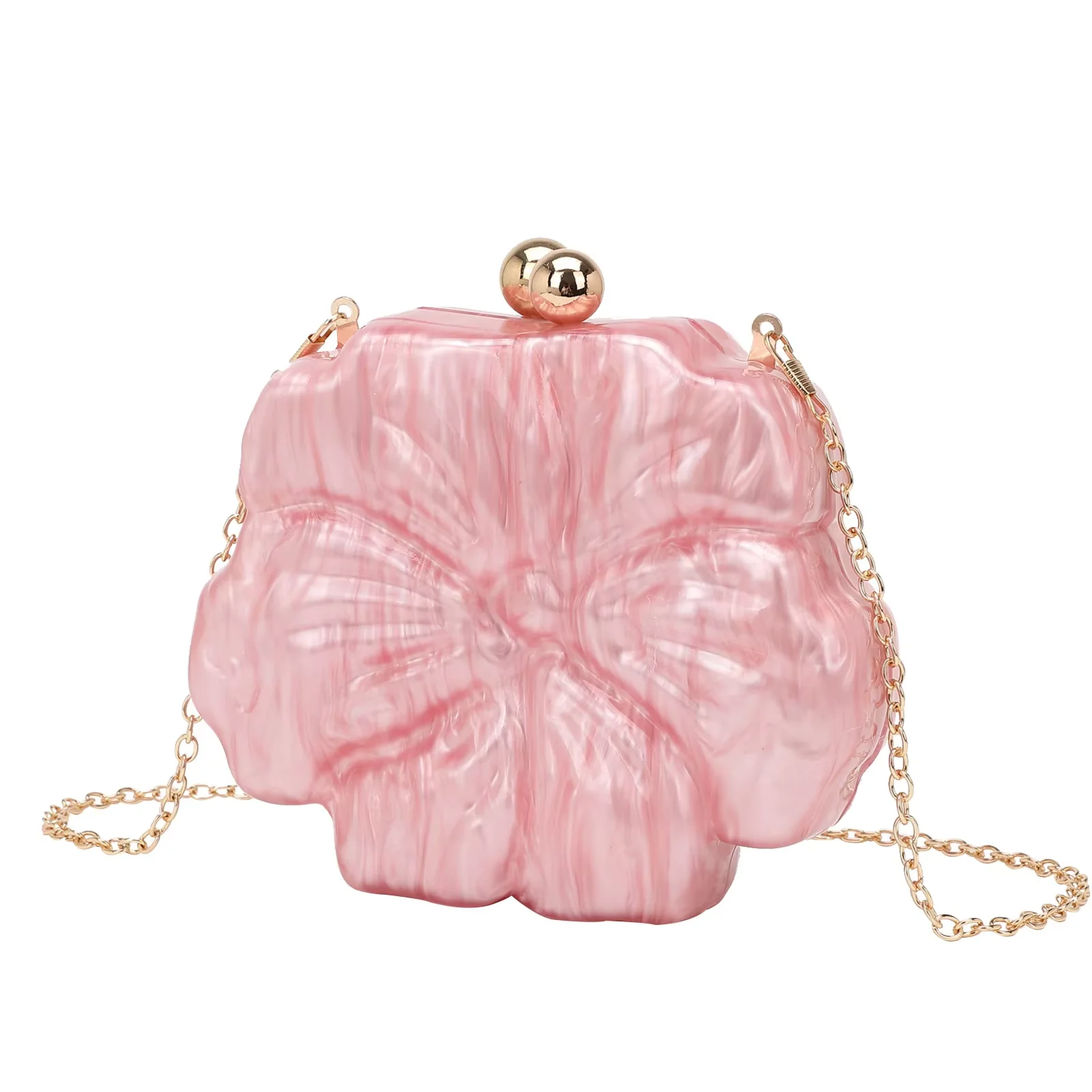 

Fashion Evening Clutch Bag Floral Design Multi-Color Acrylic Polyester Chain Strap Fresh Sweet Style Handbag 17 cm