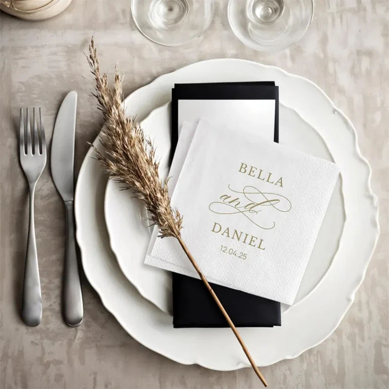 

Personalized Wedding Paper Napkins with Print Animal Pattern Custom Happy Birthday Square Paper Napkin Designed for the Party