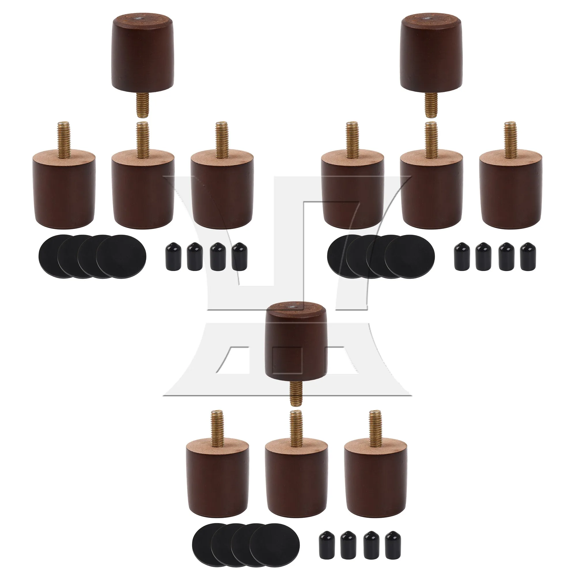 CNBTR 36Pcs Brown Wooden Furniture Legs 1.57 Inch Replacement Feet for Sofa Couch Chair Bed Cabinet Table Support Legs