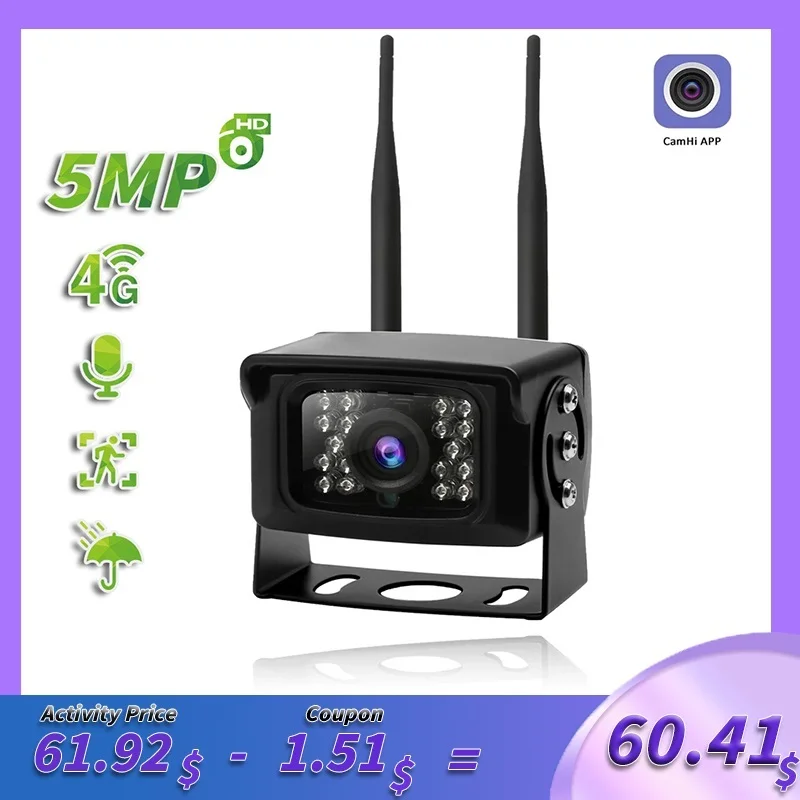 New Full HD 1080P 5MP 4G SIM Card WIFI IP Camera Waterproof Audio MIN ONVIF CCTV Surveillance P2P For Car Security Outdoor Camhi